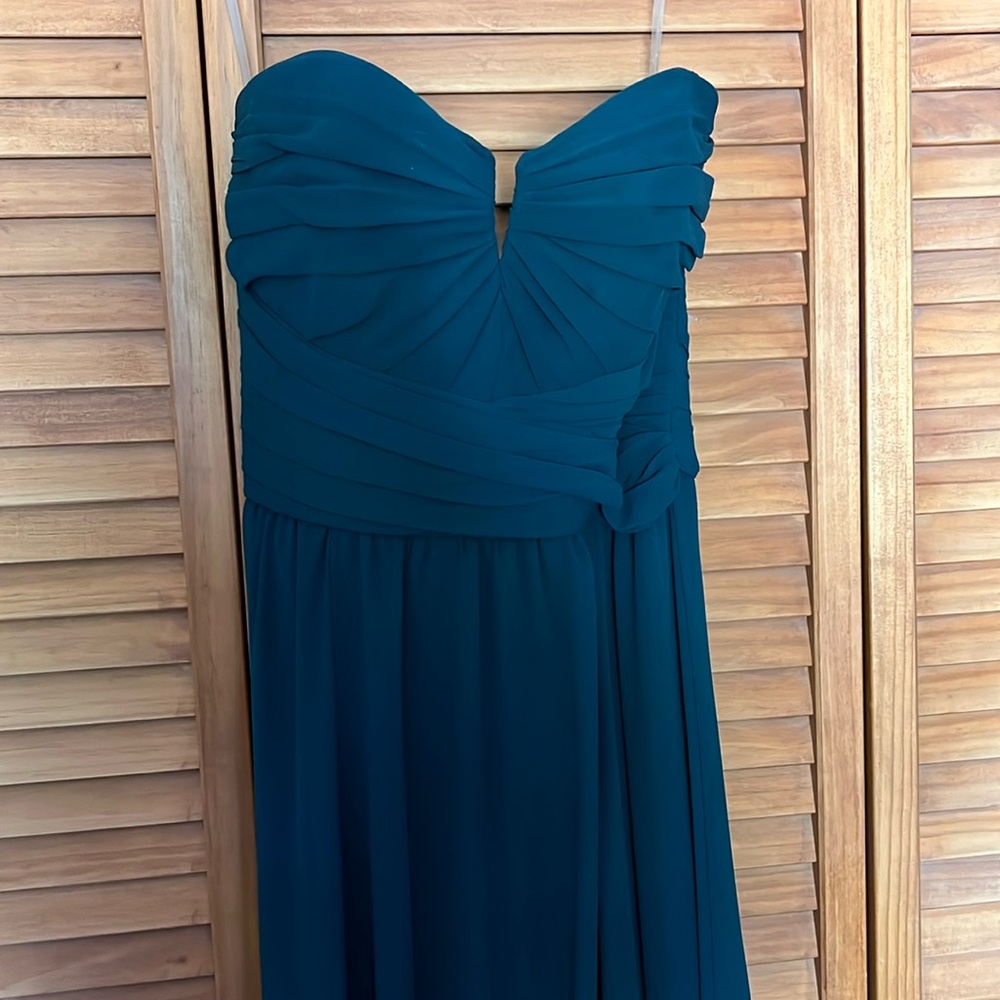 Amsale green evening gown